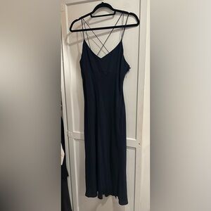 Madewell Navy Blue Bias Cut Slip Dress